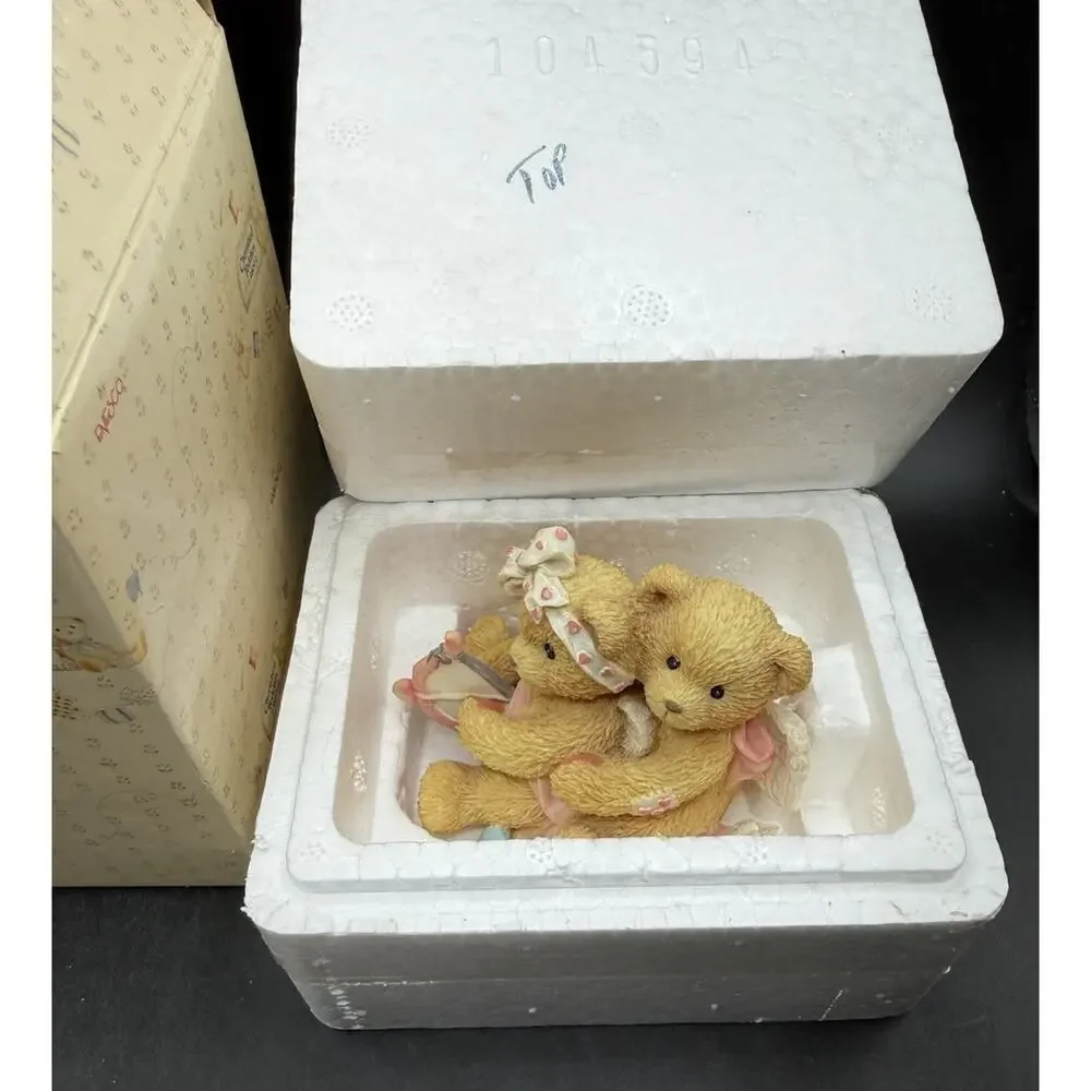 1994 Cherished Teddies Cupid Boy and Girl Resin Bear Figurine 103594 MIB -1